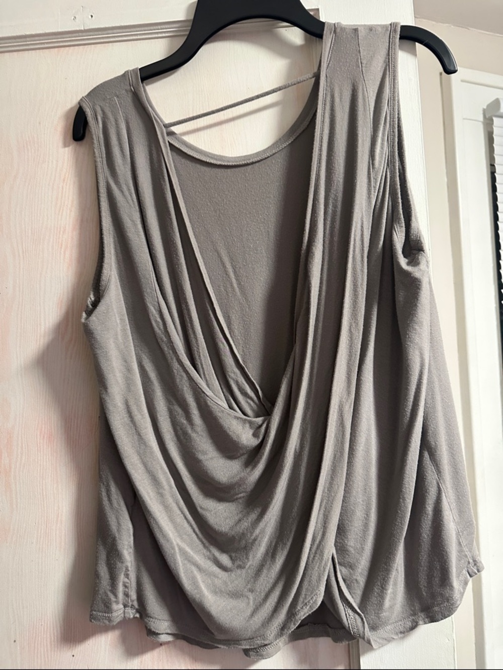 90 Degree By Reflex Draped Cowl Neck Tank Top - Light Gray
